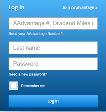 requires aadvantage airways frequent password