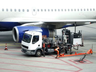 baggage truck by plane
