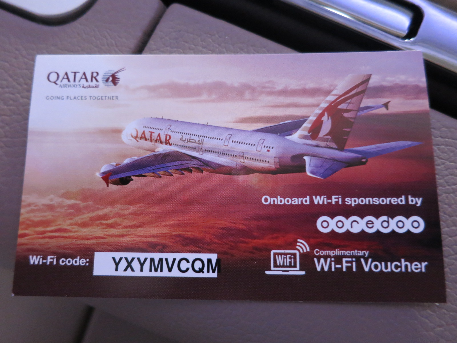 Qatar Airways A380 first class Bangkok-Doha free wifi