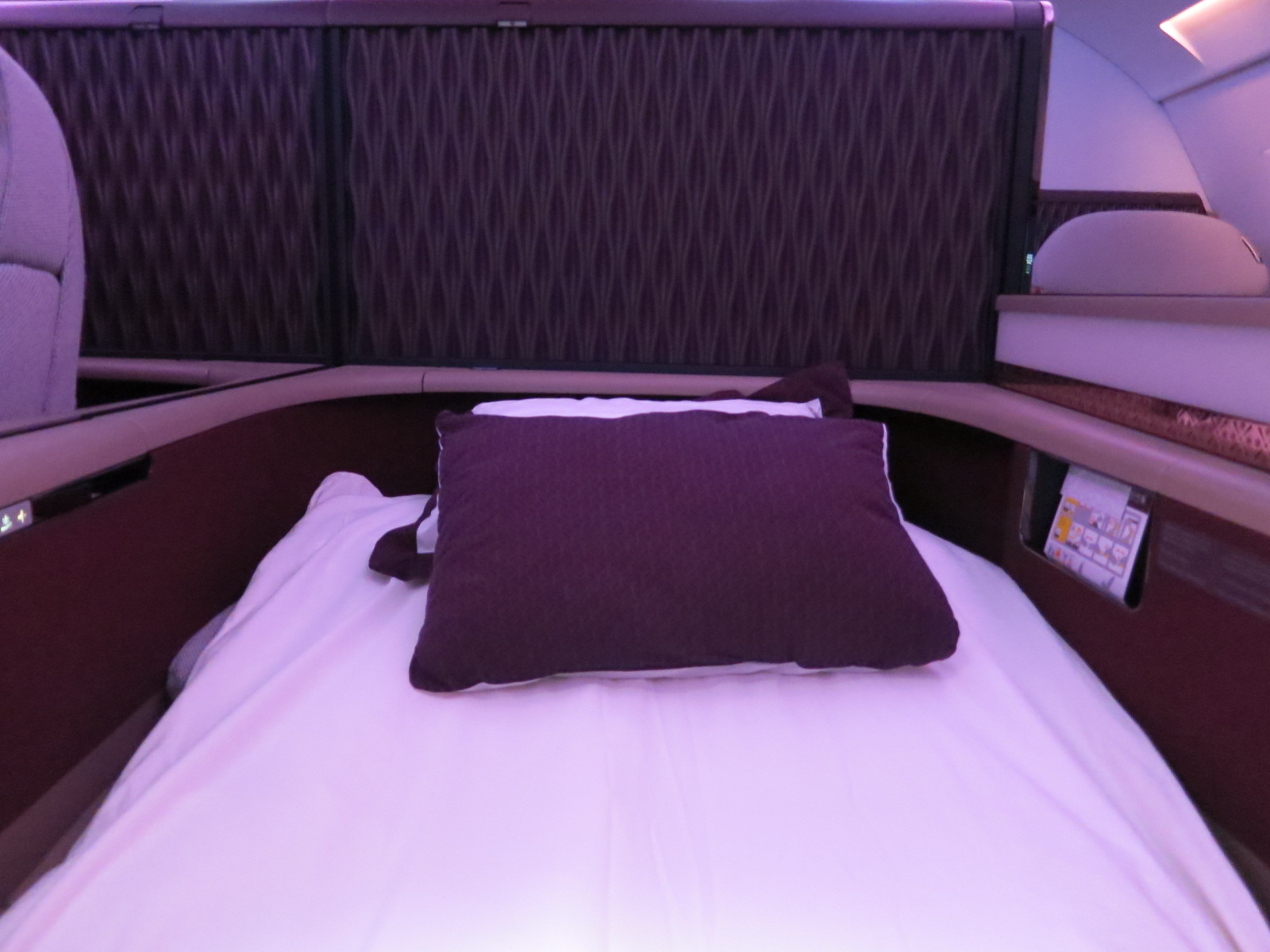 Qatar Airways A380 first class bed Bangkok-Doha
