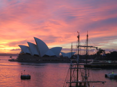 sydney opera house at sunset