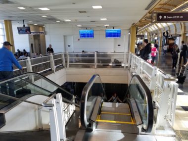 airport escalators going down