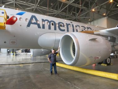american plane in hangar
