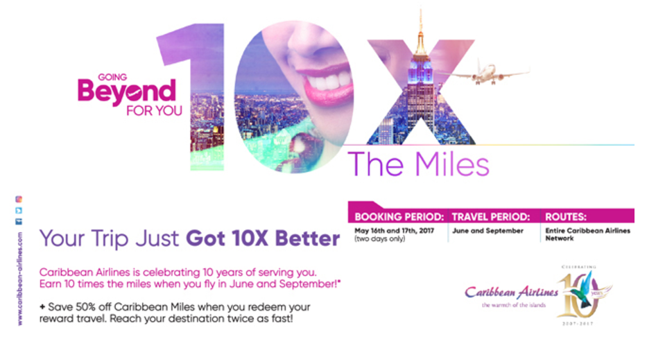 Caribbean Airlines Miles Reward Chart