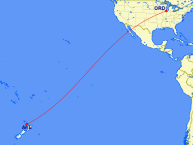 map with flight to new zealand