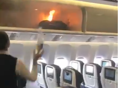 battery caught fire on plane