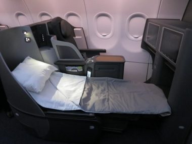airline cabin with bed