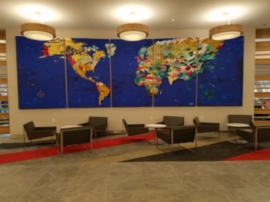 world map in lounge
