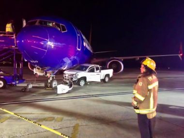 airplane hit by taxi truck