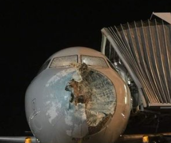 nose of airplane crushed