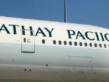 cathay pacific plane mispelled