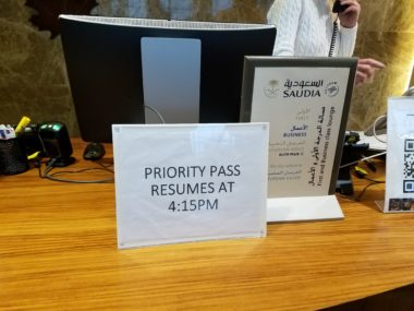 priority pass notice sign on desk
