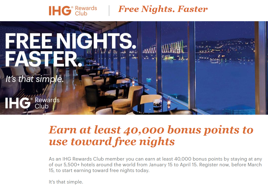 New Ihg Rewards Club Promotion For First Quarter Free Nights