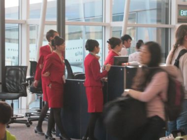 flights attendants boarding plane