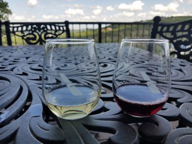 wine glasses on table