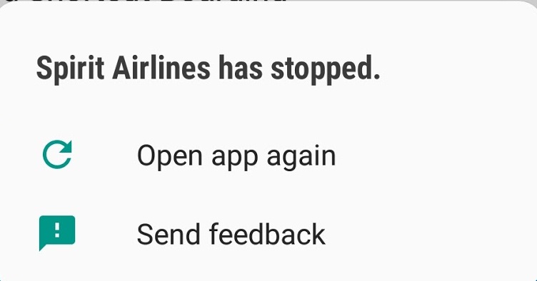 spirit airlines app error