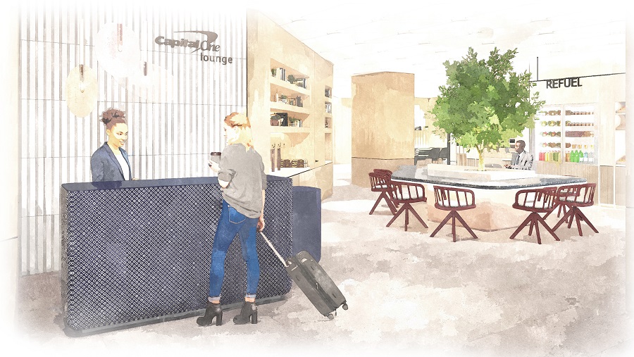 capital one airport lounge entrance rendering