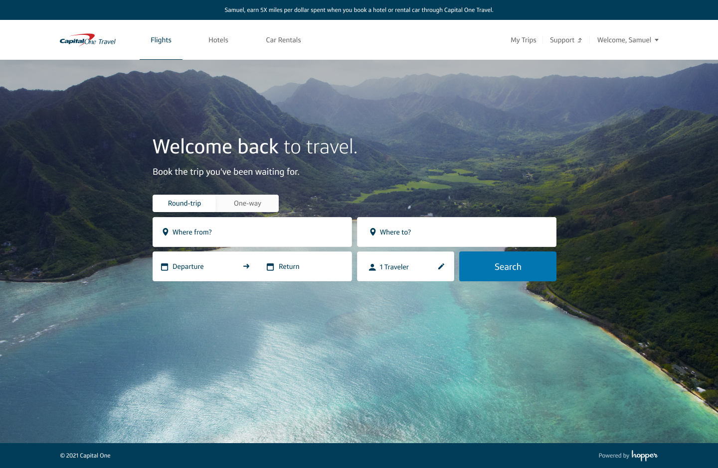 capital one travel home page