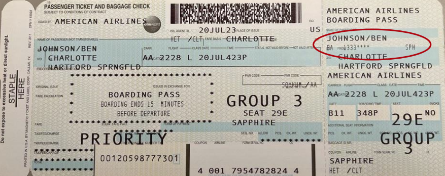 american airline boarding pass