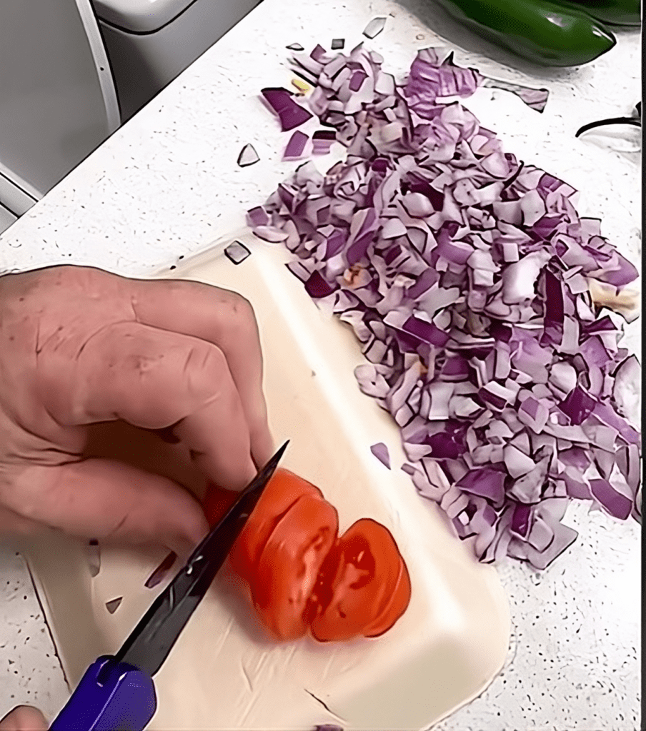 man cooking in hotel bathroom