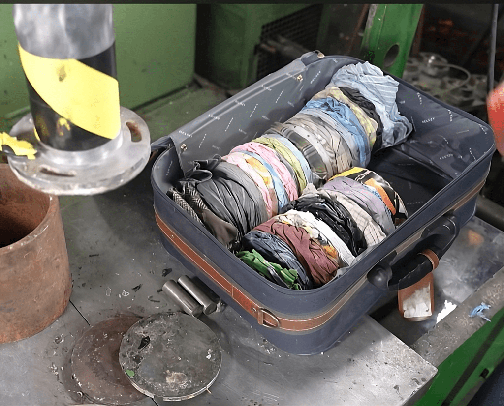 OMG: Passenger Uses 150 Ton Hydraulic Press to Pack Full Week Of Clothes Into Carry-On Bag