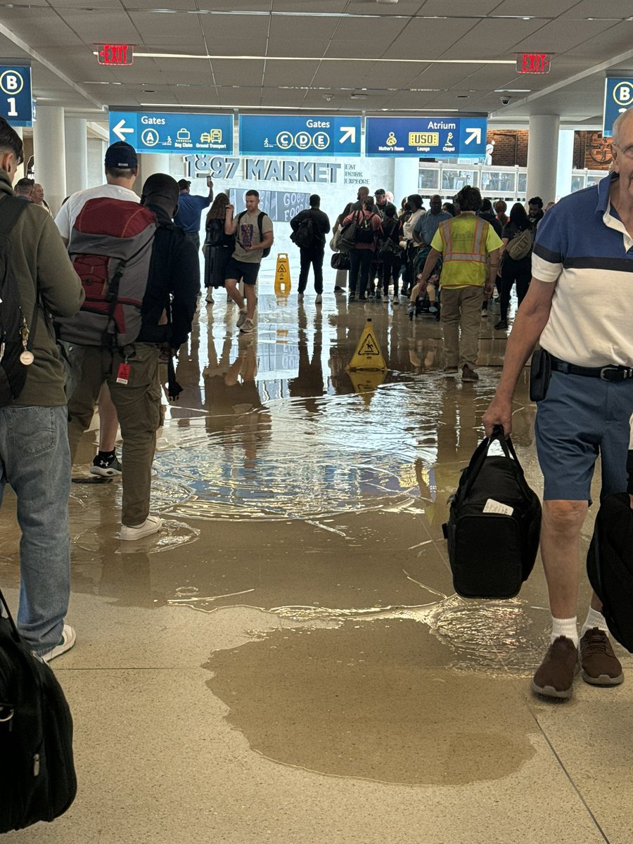 Charlotte Airport was flooded today. The airport is so bad that passengers didn’t think it would be worse than usual